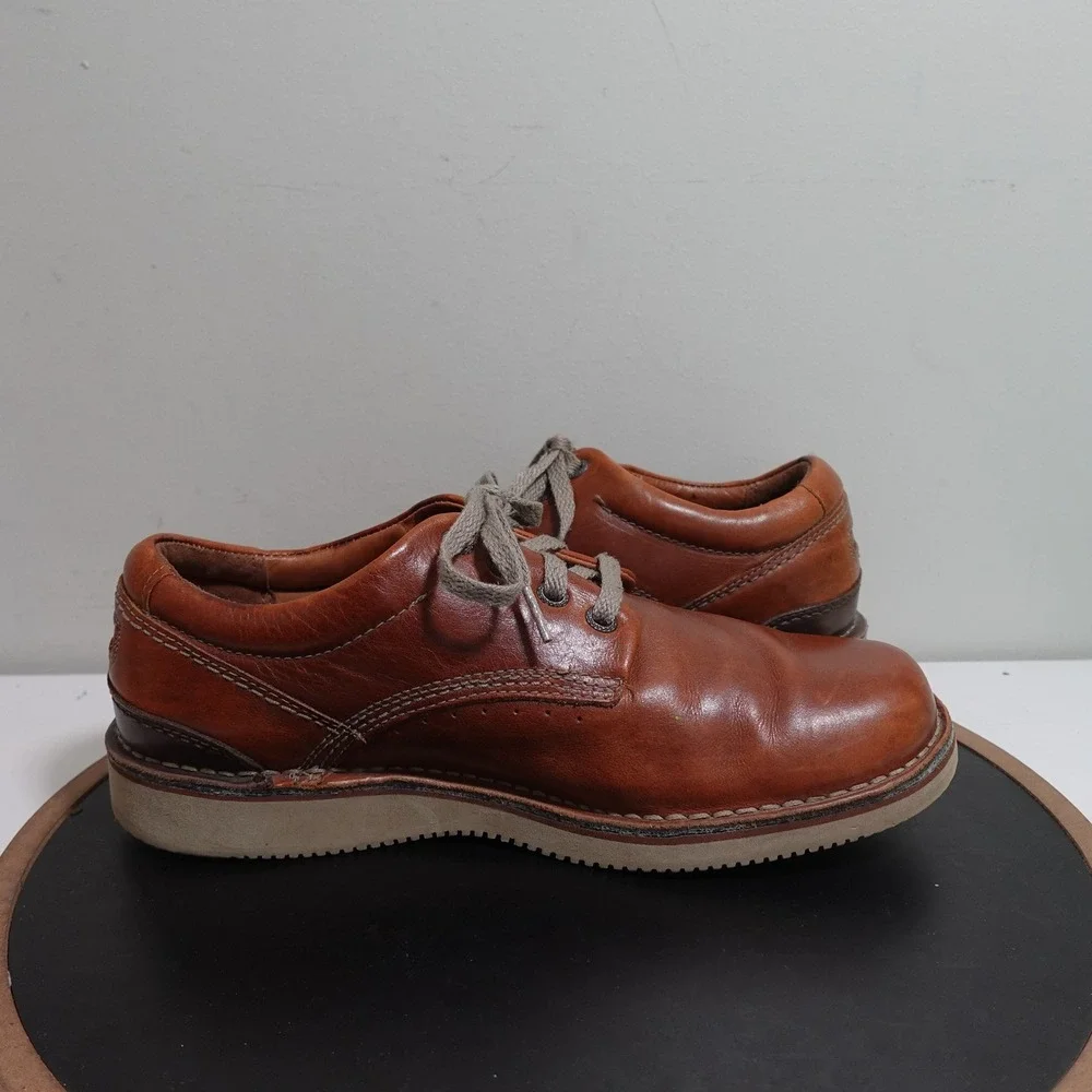 Rockport Leather Oxford Shoes Men 10‎ XW Brown Vibram Sole Casual Comfort
